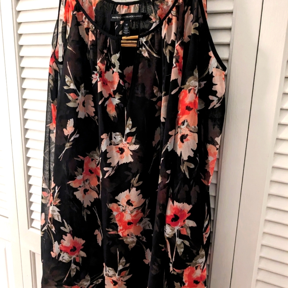 White House Black Market Inger Cold Shoulder Blouse Women's Size Medium